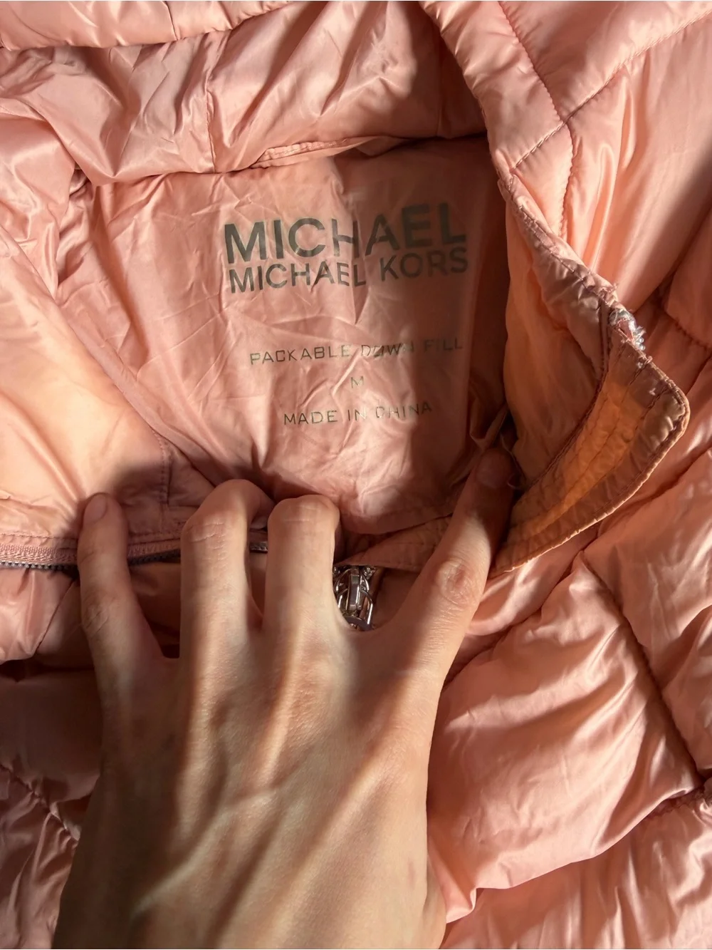 Michael Kors women’s ' Quilted Hooded Puffer Jacket - Peach